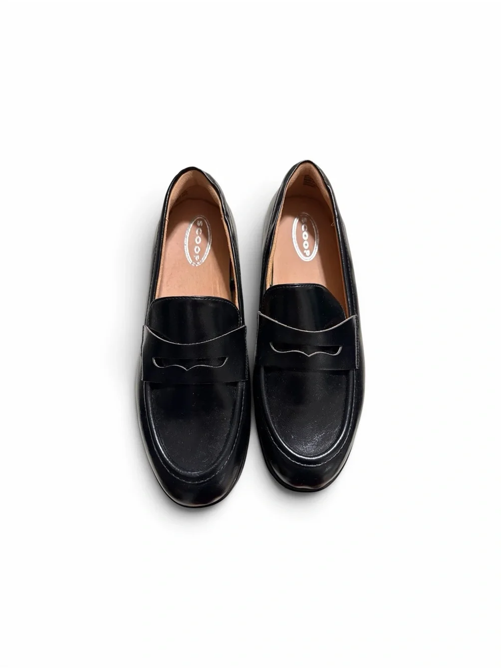 Scoop Black Platform Penny Loafers Chunky Heel 6.5